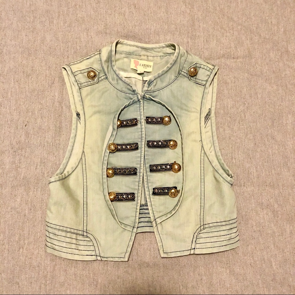 Denim Crop Vest NWOT